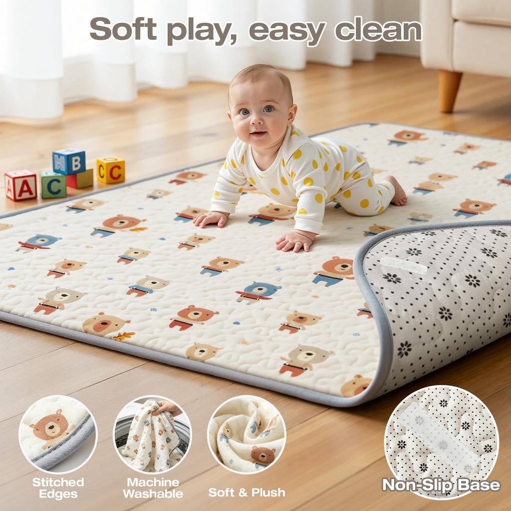 Baby Playpen with Mat, 47x47in Beige W971275