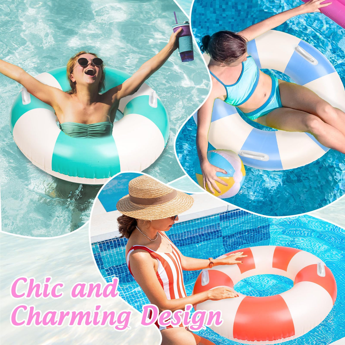 4Pcs Inflatable Pool Float with Handle C489543