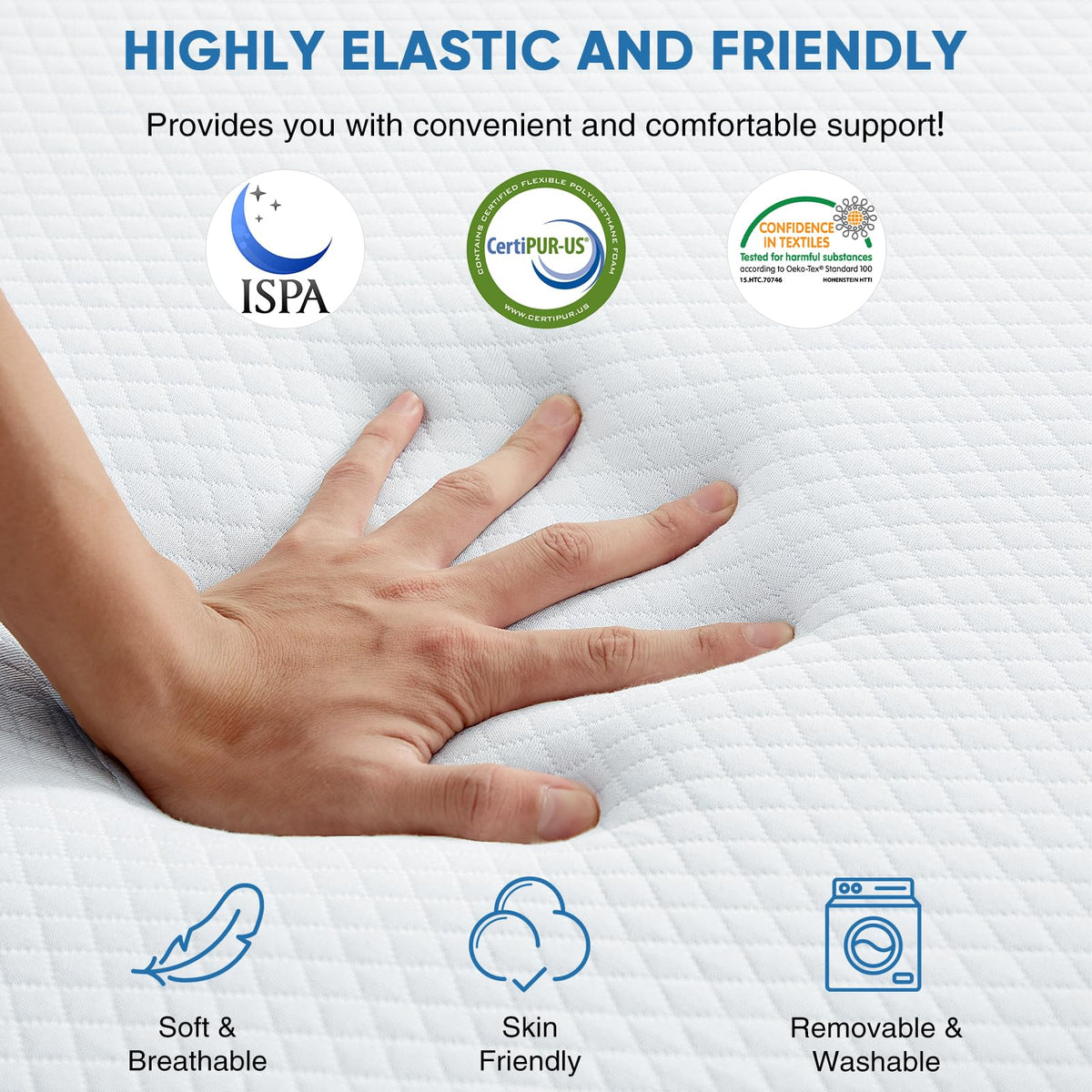 Twin Memory Foam 3 inch Folding Topper with Washable Cover V968