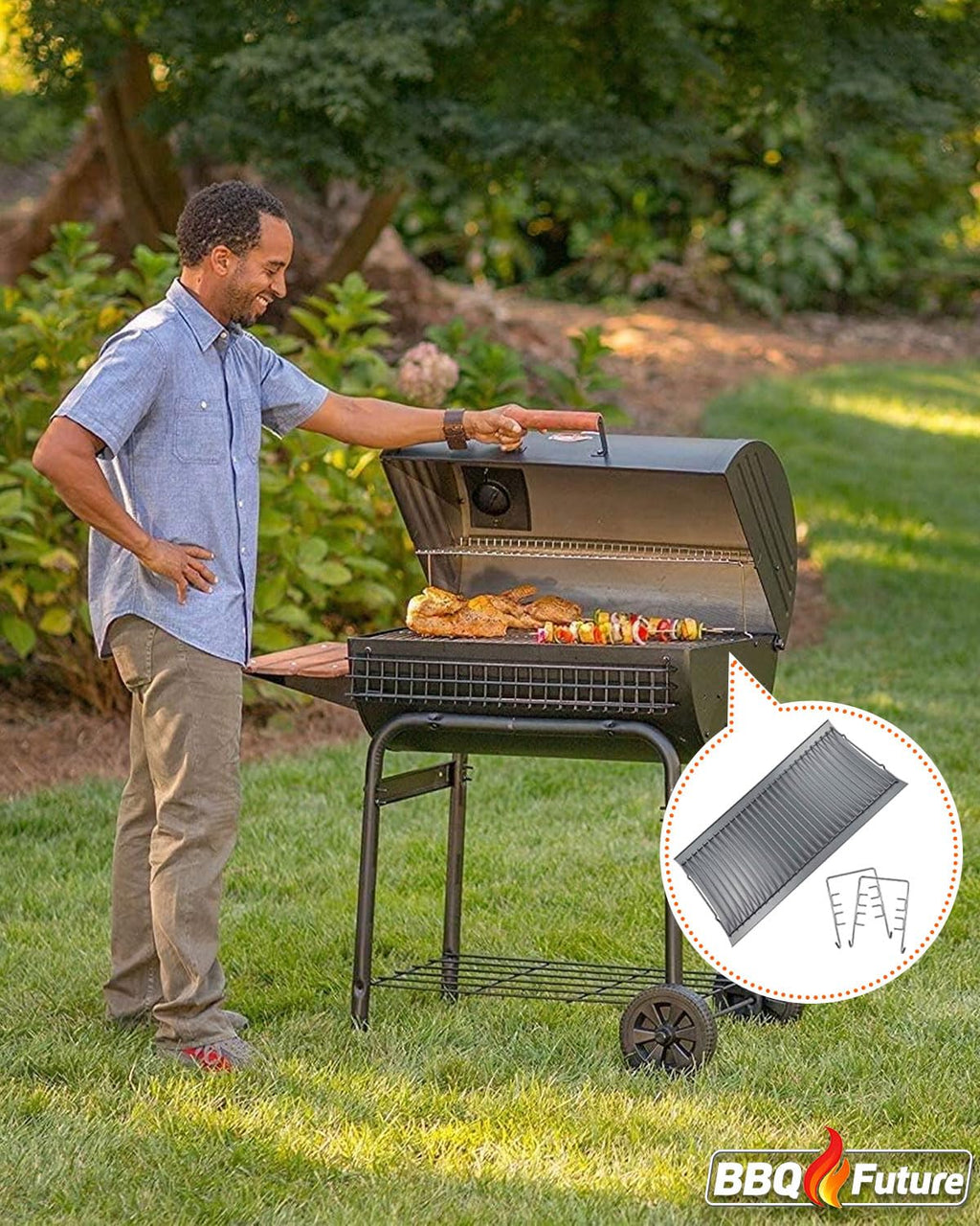 27 inch Porcelain-coated Steel Ash Pan with 2pcs Fire Grate Hanger B82980