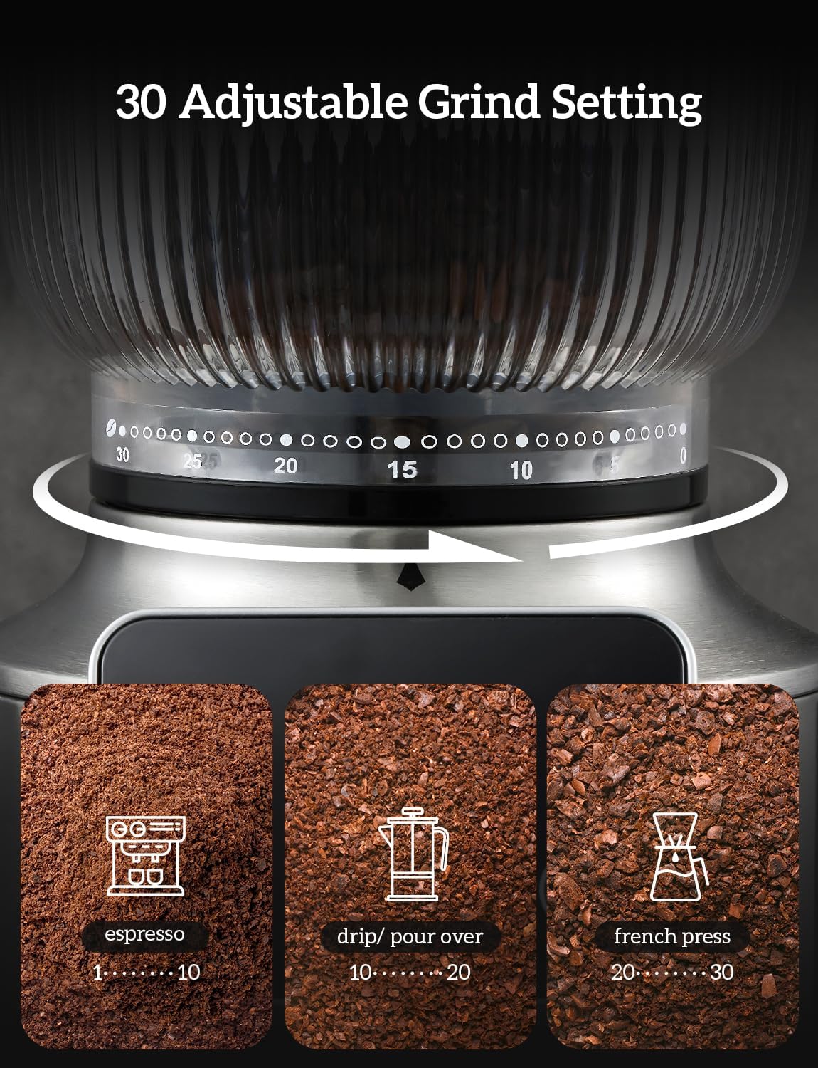 Stainless Steel Espresso Grinder with Portafilter Holder J55820