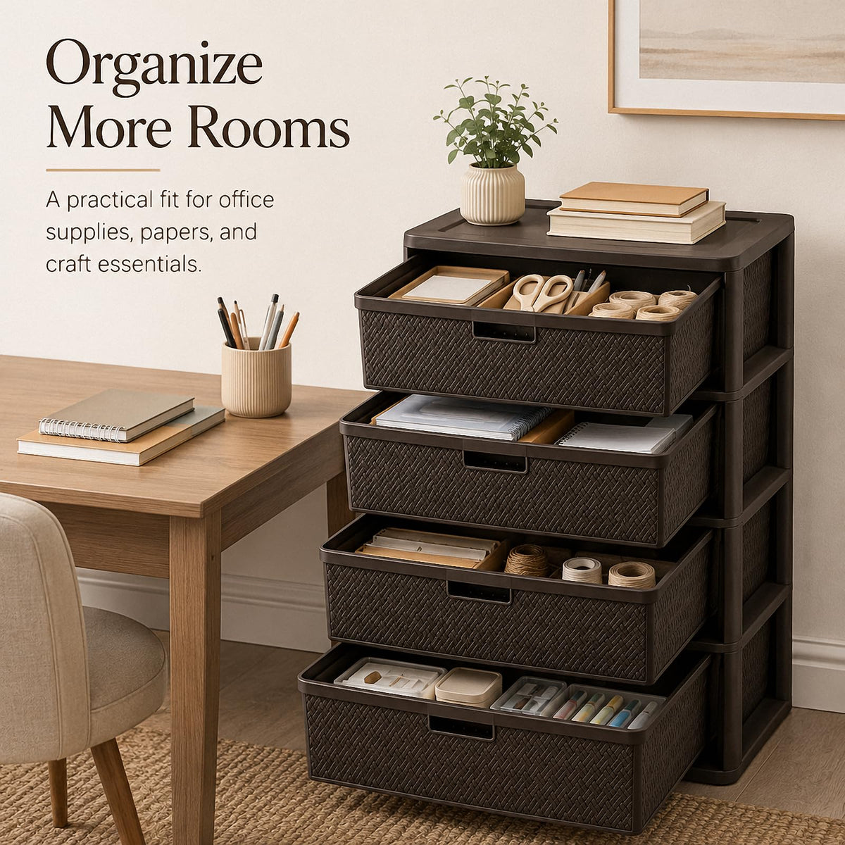 4 Drawer Tower with Removable Bins U29743