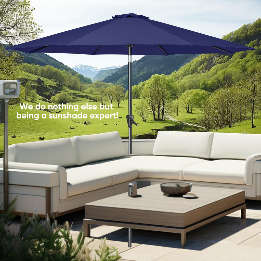 Patio Market Outdoor Table Umbrella with Push Button Tilt and Crank F433280