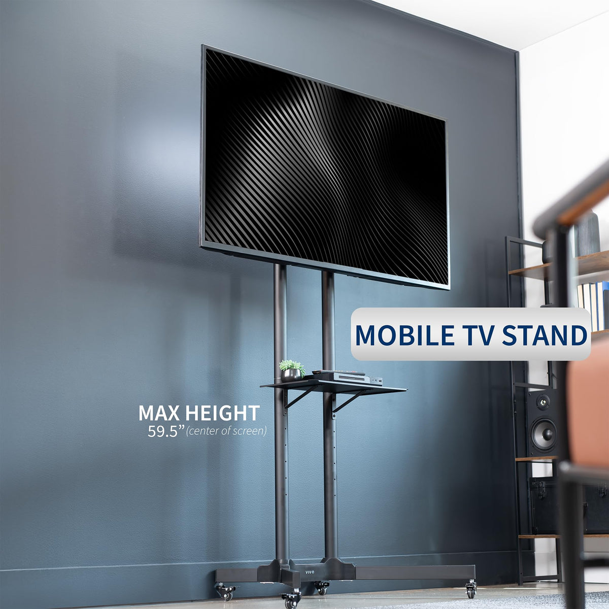 Black Mobile TV Cart for 32 to 83 inch Screens V910