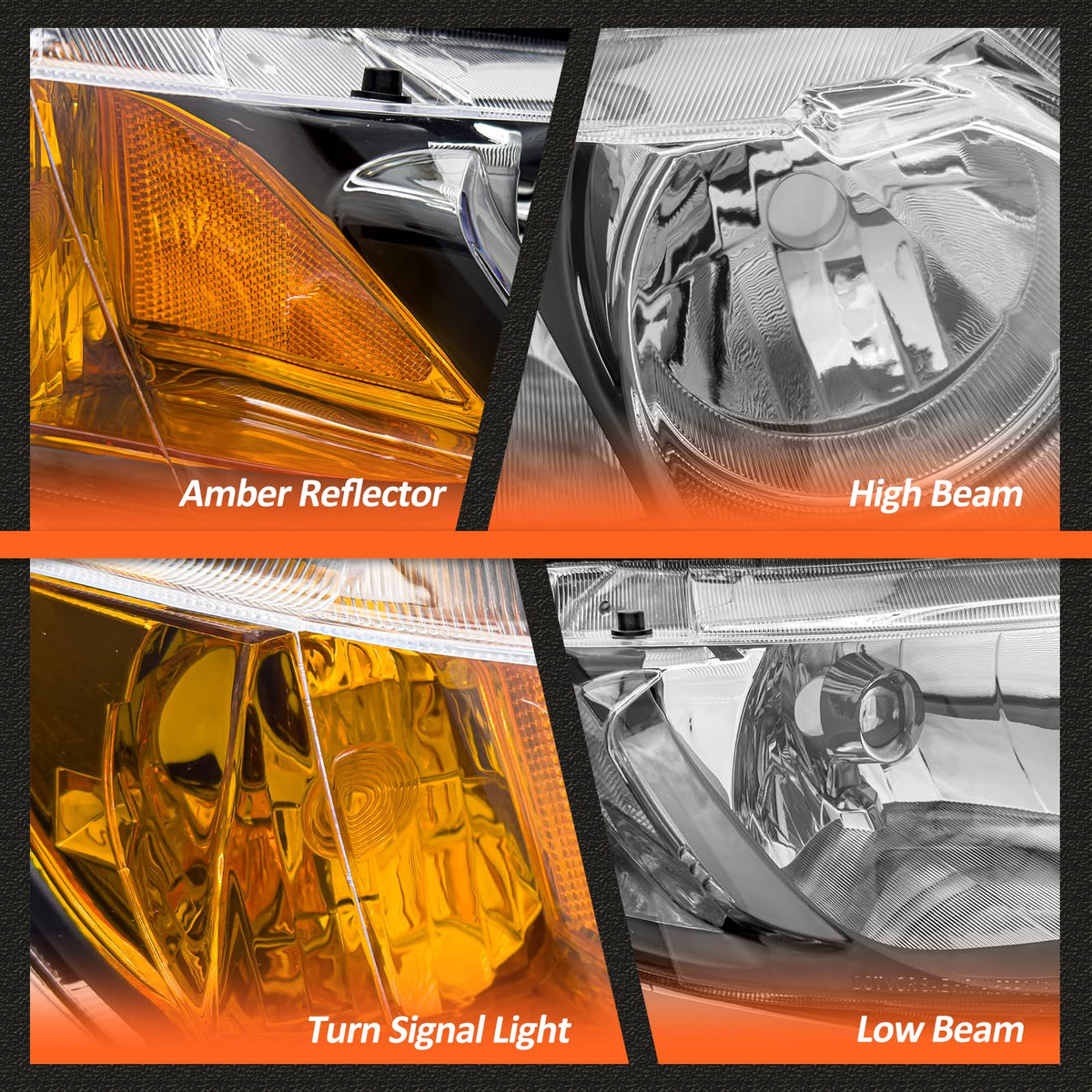 2006-2011 Honda Civic Black Clear Headlights Assembly Pair T3748