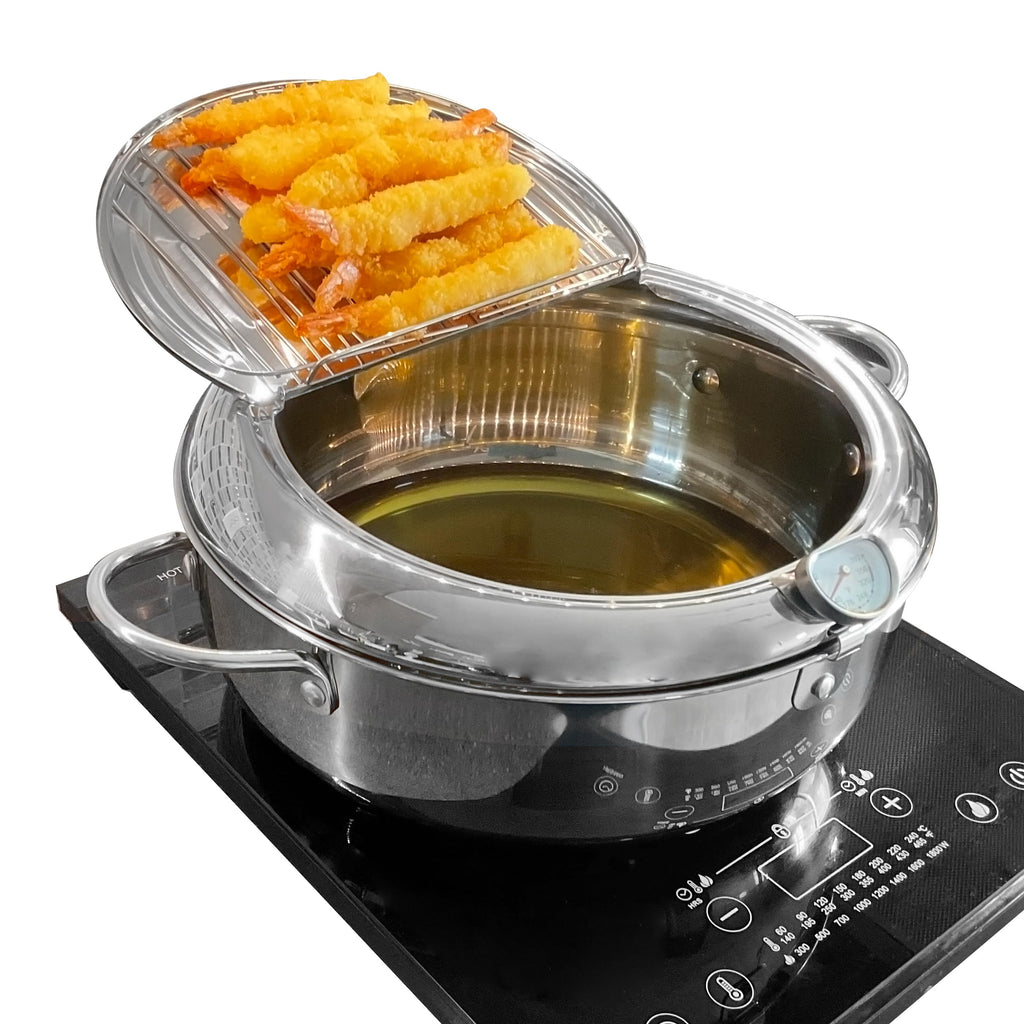 Deep Fryer Pot with Lid, 304 Stainless Steel D986