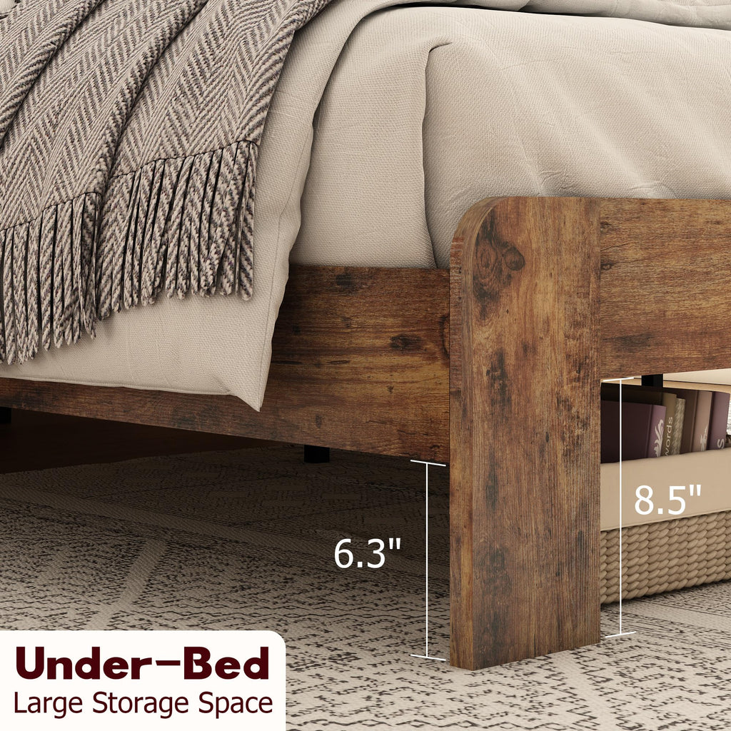 Wood Full Size Bed Frame with Headboard and Footboard N641
