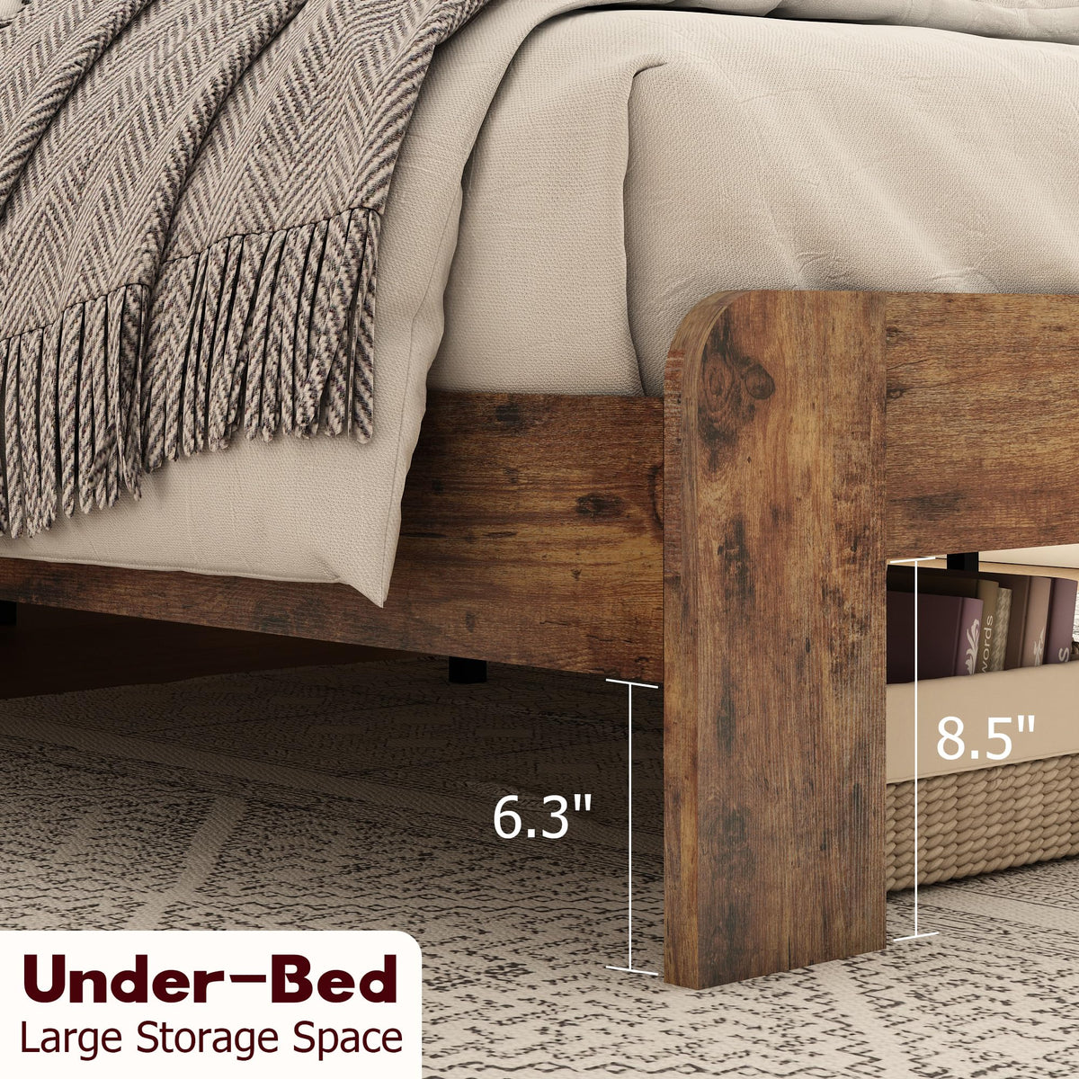 Wood Full Size Bed Frame with Headboard and Footboard N641