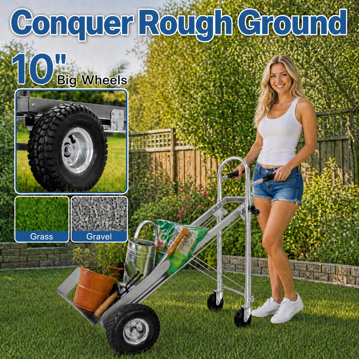 4 in 1 Stainless Steel Folding Hand Truck Dolly E391