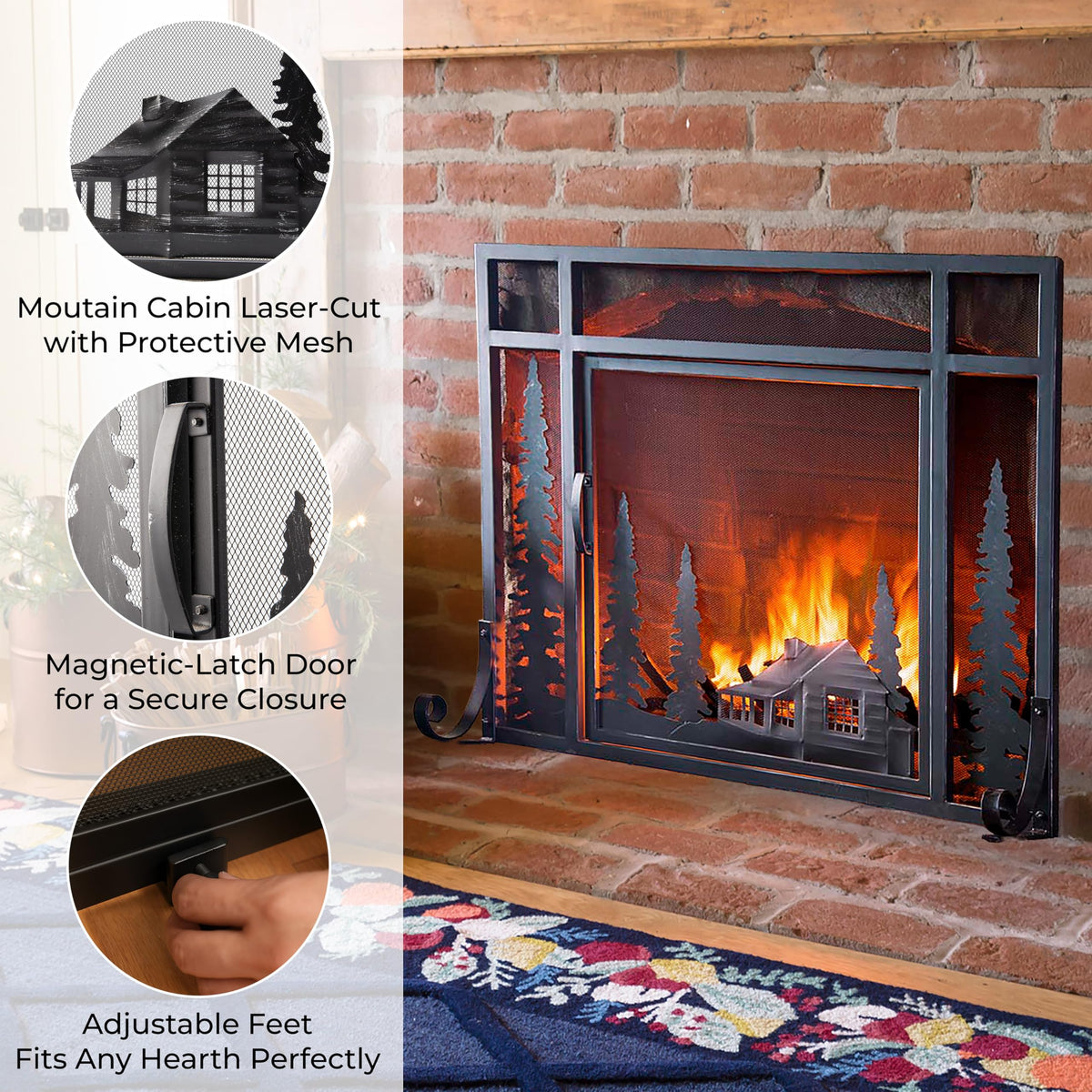 Black Metal Fireplace Screen O49909