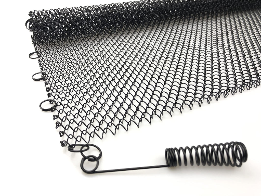 Black Fireplace Mesh Screen Curtain, Two Panels U8079