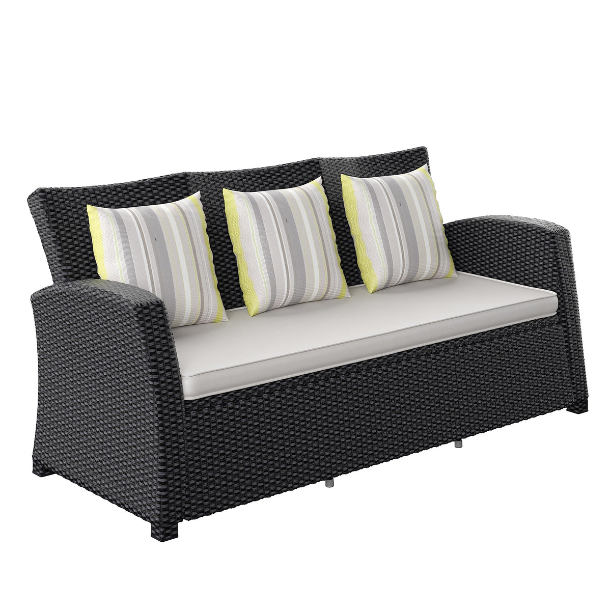 Light Grey Cushions Wicker 1-Piece Patio Sofa P322957