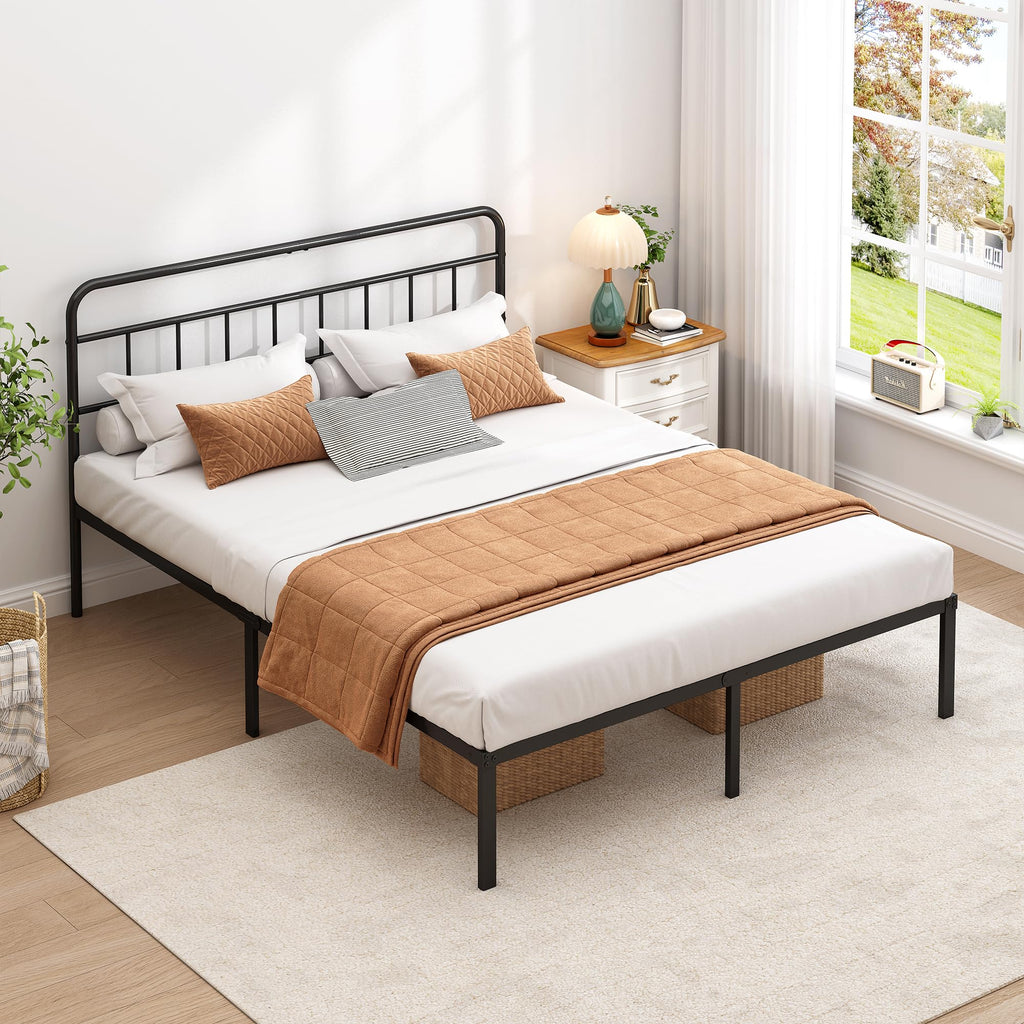 Black Queen Bed Frame with Headboard M855