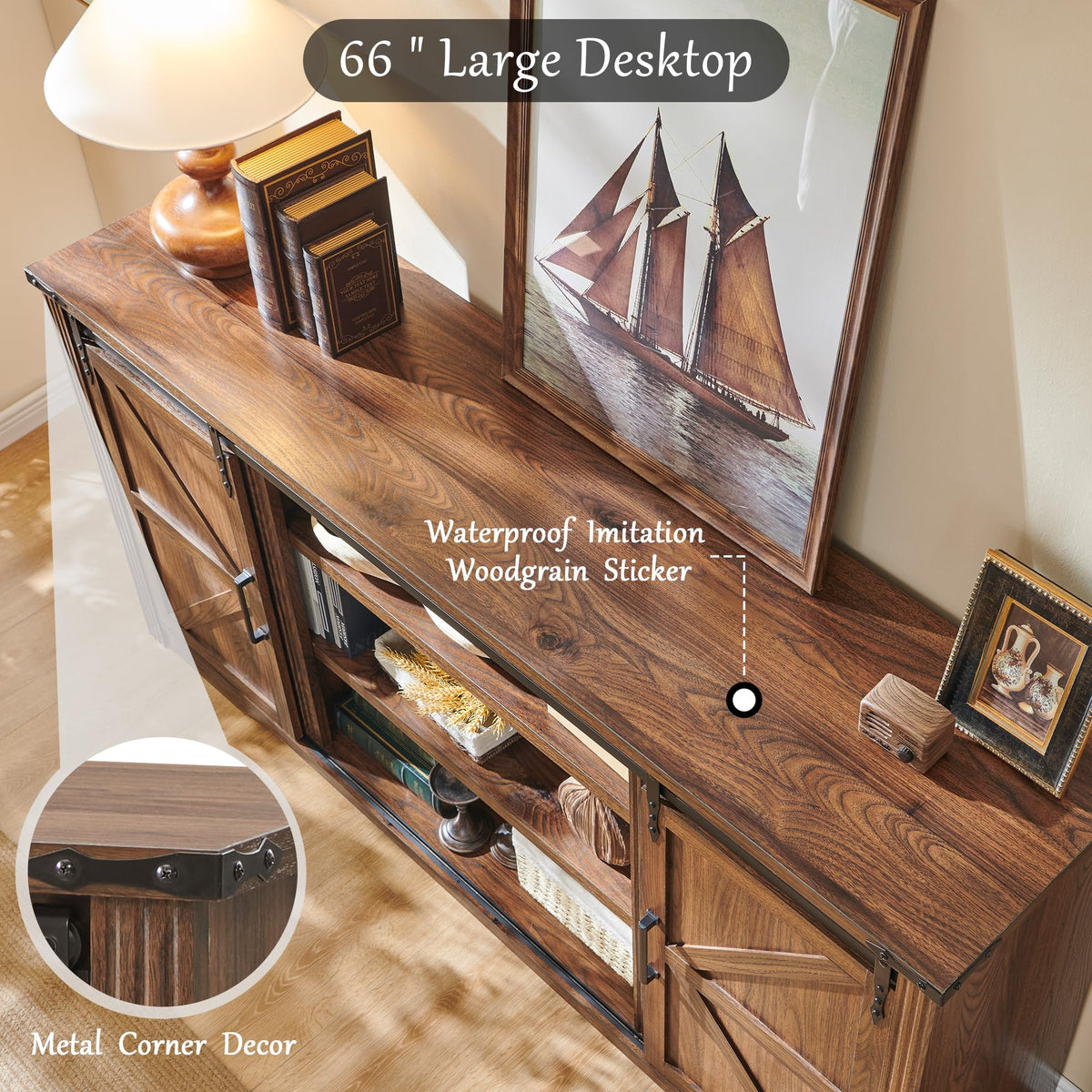 66" TV Stand with 4 Drawers D585
