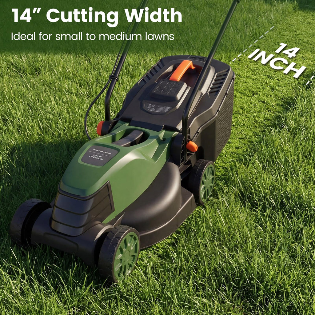 14" Corded Electric Push Lawn Mower with Grass Collection Box H966623