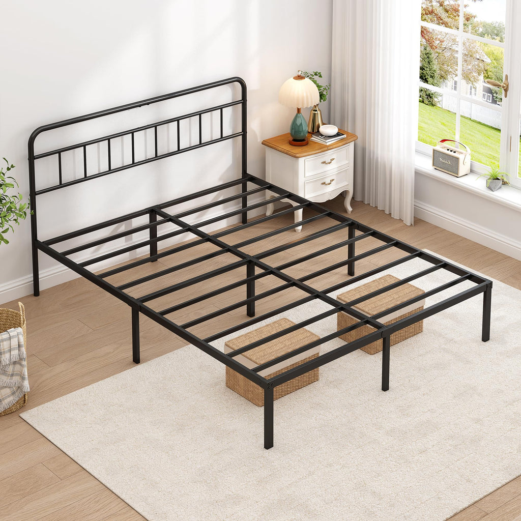 Black Queen Bed Frame with Headboard M855