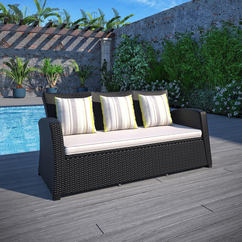 Light Grey Cushions Wicker 1-Piece Patio Sofa P322957